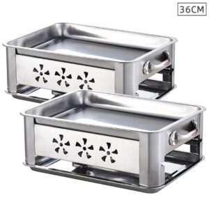 2X 36CM Portable Stainless Steel Outdoor Chafing Dish BBQ Fish Stove Grill Plate ChafingDishFish36cmX2 AU DEPOT - AU DEPOT