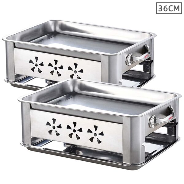 2X 36CM Portable Stainless Steel Outdoor Chafing Dish BBQ Fish Stove Grill Plate, Furniture, Kitchen & Dining Room Furniture, Buffets, Sideboards & Kitchen Islands, , ,  - AU DEPOT 1