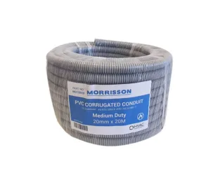 CORRUGATED CONDUIT GREY MEDIUM DUTY 20MM X 20M MCC2020 Flexible Conduit Conduit Accessories Electrical Components AU DEPOT - AU DEPOT