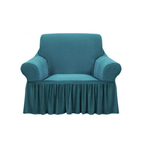 SOGA 1 Seater Blue Sofa Cover with Ruffled Skirt Couch Protector High Stretch Lounge Slipcover Home Decor SofaCov14 AU DEPOT - AU DEPOT