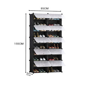 SOGA 10 Tier 2 Column Shoe Rack Organizer Sneaker Footwear Storage Stackable Stand Cabinet Portable Wardrobe with Cover, Furniture, Storage & Shelving, Shoe Storage, , ,  - AU DEPOT 2