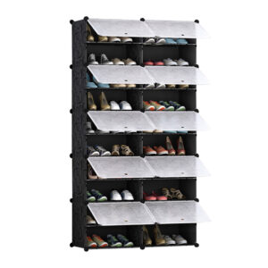 SOGA 10 Tier 2 Column Shoe Rack Organizer Sneaker Footwear Storage Stackable Stand Cabinet Portable Wardrobe with Cover ShoeBox210 AU DEPOT - AU DEPOT