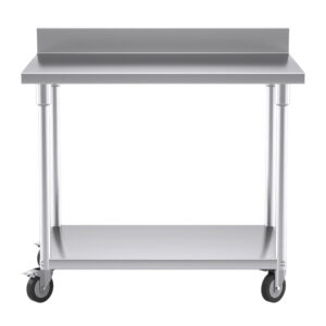 SOGA 100cm Commercial Catering Kitchen Stainless Steel Prep Work Bench Table with Backsplash and Caster Wheels, furniture, kitchen & dining room furniture, buffets, sideboards & kitchen islands, , ,  - AU DEPOT 2