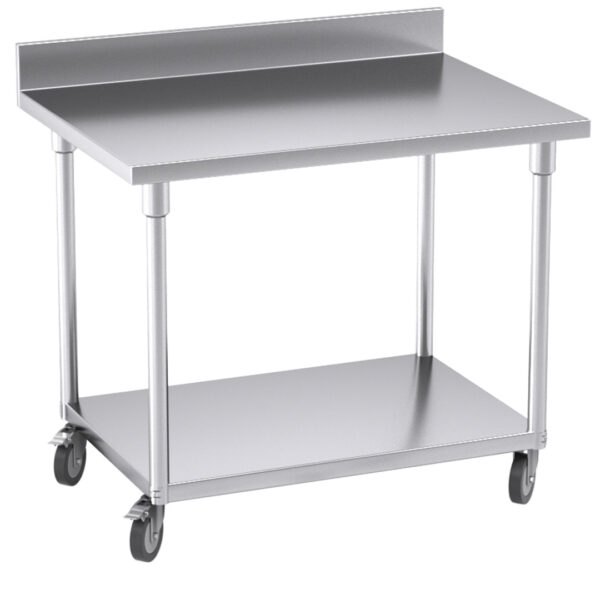 SOGA 100cm Commercial Catering Kitchen Stainless Steel Prep Work Bench Table with Backsplash and Caster Wheels, furniture, kitchen & dining room furniture, buffets, sideboards & kitchen islands, , ,  - AU DEPOT 1