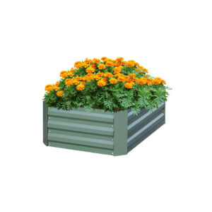 SOGA 100cm Square Galvanised Raised Garden Bed Vegetable Herb Flower Outdoor Planter Box MetalBGre511 AU DEPOT - AU DEPOT