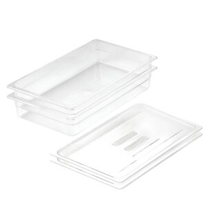 SOGA 100mm Clear Gastronorm GN Pan 11 Food Tray Storage Bundle of 2 with Lid Baking Trays VICPans1402wLidX2 AU DEPOT Baking Trays - AU DEPOT