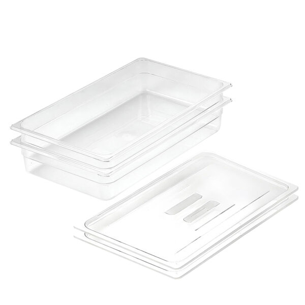 SOGA 100mm Clear Gastronorm GN Pan 1/1 Food Tray Storage Bundle of 2 with Lid, Home & Living, Kitchen & Dining, Bakeware, Baking Trays, ,  - AU DEPOT 1