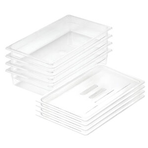 SOGA 100mm Clear Gastronorm GN Pan 11 Food Tray Storage Bundle of 4 with Lid Baking Trays VICPans1402wLidX4 AU DEPOT Baking Trays - AU DEPOT