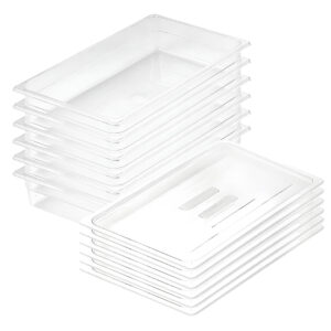 SOGA 100mm Clear Gastronorm GN Pan 11 Food Tray Storage Bundle of 6 with Lid Baking Trays VICPans1402wLidX6 AU DEPOT Baking Trays - AU DEPOT