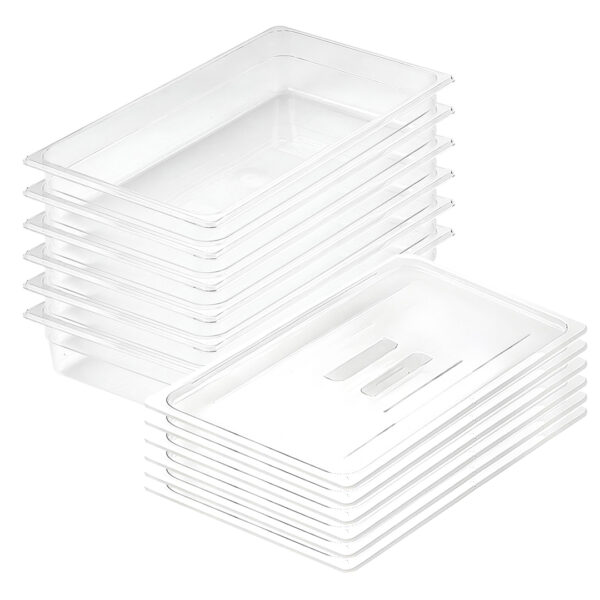 SOGA 100mm Clear Gastronorm GN Pan 1/1 Food Tray Storage Bundle of 6 with Lid, Home & Living, Kitchen & Dining, Bakeware, Baking Trays, ,  - AU DEPOT 1