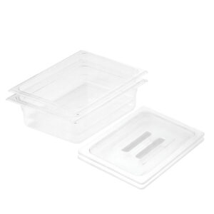 SOGA 100mm Clear Gastronorm GN Pan 12 Food Tray Storage Bundle of 2 with Lid Baking Trays VICPans1416wLidX2 AU DEPOT Baking Trays - AU DEPOT