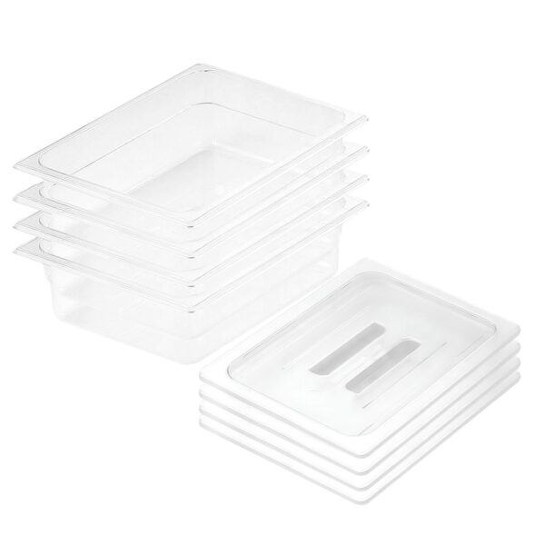 SOGA 100mm Clear Gastronorm GN Pan 1/2 Food Tray Storage Bundle of 4 with Lid, Home & Living, Kitchen & Dining, Bakeware, Baking Trays, ,  - AU DEPOT 1