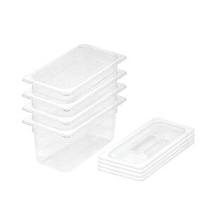 SOGA 100mm Clear Gastronorm GN Pan 13 Food Tray Storage Bundle of 4 with Lid Baking Trays VICPans1422wLidX4 AU DEPOT Baking Trays - AU DEPOT