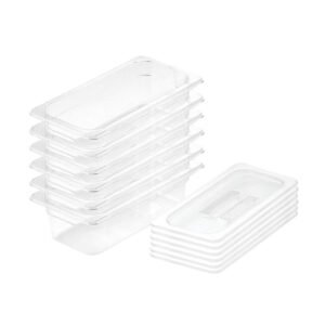 SOGA 100mm Clear Gastronorm GN Pan 13 Food Tray Storage Bundle of 6 with Lid Baking Trays VICPans1422wLidX6 AU DEPOT Baking Trays - AU DEPOT