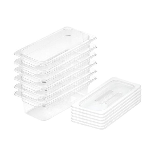 SOGA 100mm Clear Gastronorm GN Pan 1/3 Food Tray Storage Bundle of 6 with Lid, Home & Living, Kitchen & Dining, Bakeware, Baking Trays, ,  - AU DEPOT 1