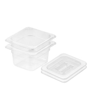 SOGA 100mm Clear Gastronorm GN Pan 16 Food Tray Storage Bundle of 2 with Lid Baking Trays VICPans1436wLidX2 AU DEPOT Baking Trays - AU DEPOT