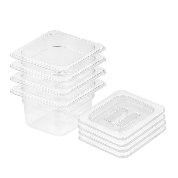 SOGA 100mm Clear Gastronorm GN Pan 1/6 Food Tray Storage Bundle of 4 with Lid, SOGA 100mm Clear Gastronorm GN Pan 1, 6 Food Tray Storage Bundle of 4 with Lid, , , ,  - AU DEPOT 1