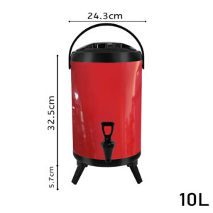 SOGA 10L Stainless Steel Insulated Milk Tea Barrel Hot and Cold Beverage Dispenser Container with Faucet Red, Home & Living, Kitchen & Dining, Barware, Spirit Dispensers, ,  - AU DEPOT 2