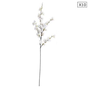 SOGA 10X Artificial Silk Flower Fake Cherry Blossom Bouquet Table Decor White AFlowerCherry10White AU DEPOT - AU DEPOT