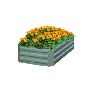 SOGA 120X60cm Rectangle Galvanised Raised Garden Bed Vegetable Herb Flower Outdoor Planter Box MetalBGre513 AU DEPOT - AU DEPOT