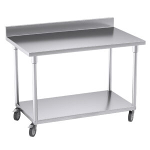 SOGA 120cm Commercial Catering Kitchen Stainless Steel Prep Work Bench Table with Backsplash and Caster Wheels WorkBenchSS8003120CM AU DEPOT - AU DEPOT