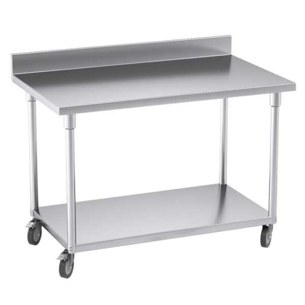 SOGA 120cm Commercial Catering Kitchen Stainless Steel Prep Work Bench Table with Backsplash and Caster Wheels, furniture, kitchen & dining room furniture, buffets, sideboards & kitchen islands, , ,  - AU DEPOT 1