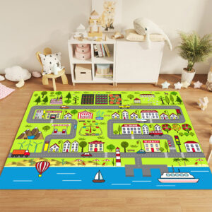 SOGA 120cm Kids Rug Street Map Play Mat, Educational Baby Theme Park Area Rugs, Home & Living, Home Decor, Rugs, Shaggy Rugs, ,  - AU DEPOT 2