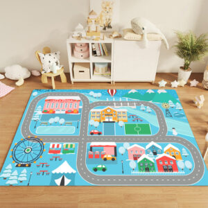 SOGA 120cm Kids Rug Street Map Play Mat, Educational Baby Theme Park Area Rugs, Home & Living, Home Decor, Rugs, Shaggy Rugs, ,  - AU DEPOT 2