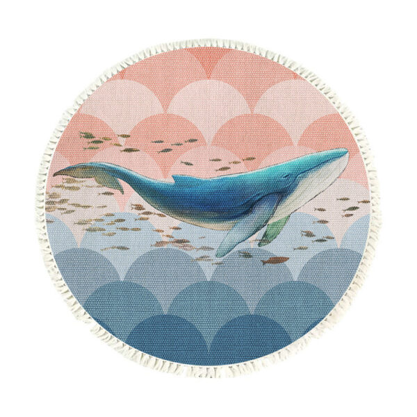 SOGA 120cm Round Tassels Shark Print Area Rugs, Home Decor, Home & Living, Home Decor, Rugs, Shaggy Rugs, ,  - AU DEPOT 1