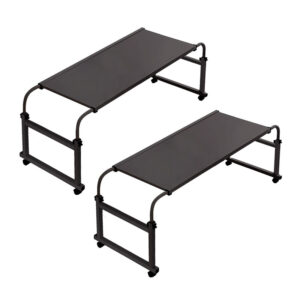 SOGA 120x45cm Black Cross Bed Movable Desk Table w Adjustable Length Height SideTab29X2 AU DEPOT - AU DEPOT