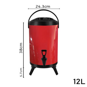 SOGA 12L Stainless Steel Insulated Milk Tea Barrel Hot and Cold Beverage Dispenser Container with Faucet Red, Home & Living, Kitchen & Dining, Barware, Spirit Dispensers, ,  - AU DEPOT 2