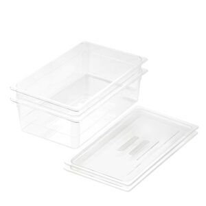 SOGA 150mm Clear Gastronorm GN Pan 11 Food Tray Storage Bundle of 2 with Lid Baking Trays VICPans1403wLidX2 AU DEPOT Baking Trays - AU DEPOT