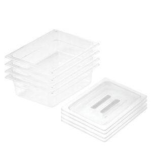 SOGA 150mm Clear Gastronorm GN Pan 12 Food Tray Storage Bundle of 4 with Lid Baking Trays VICPans1417wLidX4 AU DEPOT Baking Trays - AU DEPOT