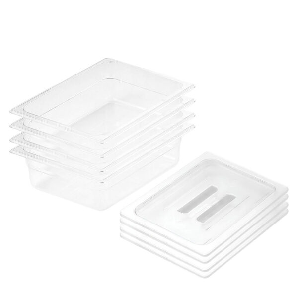 SOGA 150mm Clear Gastronorm GN Pan 1/2 Food Tray Storage Bundle of 4 with Lid, Home & Living, Kitchen & Dining, Bakeware, Baking Trays, ,  - AU DEPOT 1