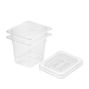 SOGA 150mm Clear Gastronorm GN Pan 16 Food Tray Storage Bundle of 2 with Lid Baking Trays VICPans1437wLidX2 AU DEPOT Baking Trays - AU DEPOT