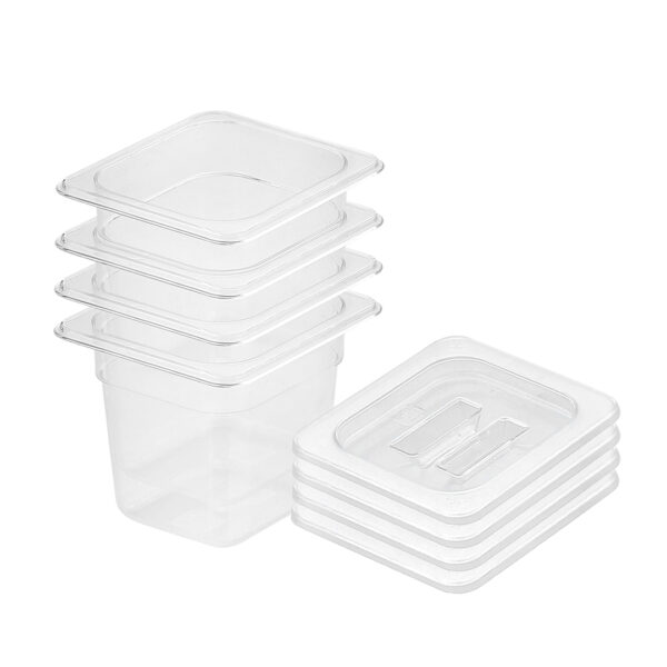 SOGA 150mm Clear Gastronorm GN Pan 1/6 Food Tray Storage Bundle of 4 with Lid, Home & Living, Kitchen & Dining, Bakeware, Baking Trays, ,  - AU DEPOT 1