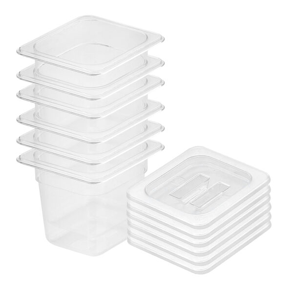 SOGA 150mm Clear Gastronorm GN Pan 1/6 Food Tray Storage Bundle of 6 with Lid, Home & Living, Kitchen & Dining, Bakeware, Baking Trays, ,  - AU DEPOT 1