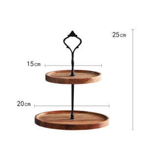 SOGA 15cm 2 Tier Brown Round Wooden Acacia Dessert Tray Cake Snacks Cupcake Stand Buffet Serving Countertop Decor, Kitchenware, Table Top, Servingware, Servingware Platter, ,  - AU DEPOT 2