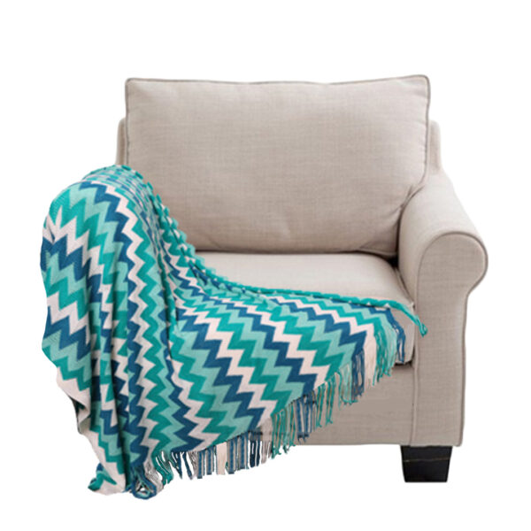 SOGA 170cm Blue Zigzag Striped Throw Blanket Acrylic Wave Knitted Fringed Woven Cover Couch Bed Sofa Home Decor, Home, Bed Linen, Throws And Blankets, Blankets, ,  - AU DEPOT 1