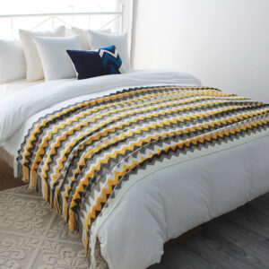 SOGA 170cm Yellow Zigzag Striped Throw Blanket Acrylic Wave Knitted Fringed Woven Cover Couch Bed Sofa Home Decor, Home, Bed Linen, Throws And Blankets, Blankets, ,  - AU DEPOT 2