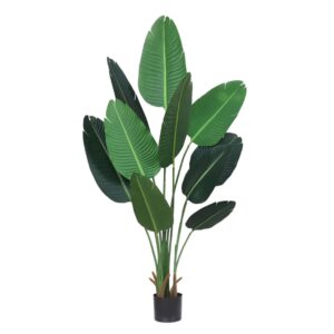 SOGA 180cm Artificial Bird of Paradise Plants Fake Tropical Palm Tree with 10 in Pot and Woven Seagrass Belly Home Decor APlantFHM18013 AU DEPOT - AU DEPOT