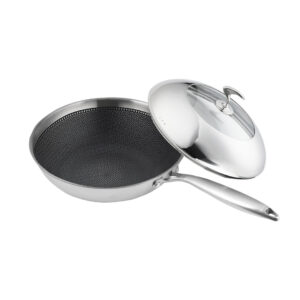 SOGA 1810 Stainless Steel Fry Pan 30cm Frying Pan Top Grade Cooking Non Stick Interior Skillet with Lid frying pans TRIFPR30 AU DEPOT frying pans - AU DEPOT