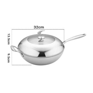 SOGA 18/10 Stainless Steel Fry Pan 32cm Frying Pan Top Grade Non Stick Interior Skillet with Helper Handle and Lid, home & living, kitchen & dining, cookware, frying pans, ,  - AU DEPOT 2