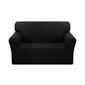 SOGA 2 Seater Black Sofa Cover Couch Protector High Stretch Lounge Slipcover Home Decor SofaCov202 AU DEPOT - AU DEPOT