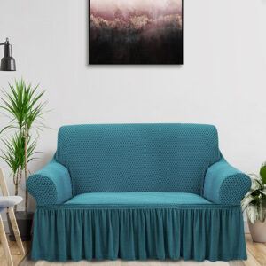 SOGA 2-Seater Blue Sofa Cover with Ruffled Skirt Couch Protector High Stretch Lounge Slipcover Home Decor, Home & Living, Home Decor, Sofa Covers, , ,  - AU DEPOT 2