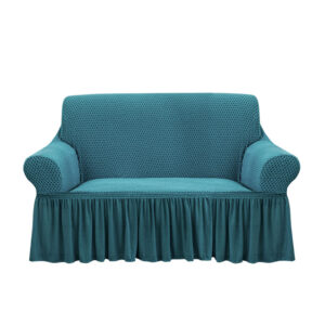 SOGA 2 Seater Blue Sofa Cover with Ruffled Skirt Couch Protector High Stretch Lounge Slipcover Home Decor SofaCov15 AU DEPOT - AU DEPOT