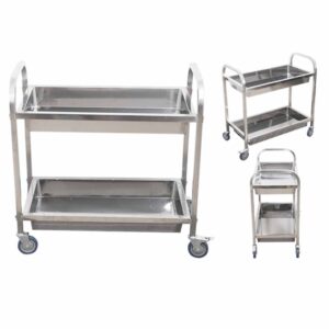 SOGA 2 Tier 75x40x83cm Stainless Steel Kitchen Trolley Bowl Collect Service Food Cart Small, Business & Industrial, Food Service, Food Service Carts, , ,  - AU DEPOT 2