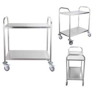 SOGA 2 Tier 81x46x85cm Stainless Steel Kitchen Dining Food Cart Trolley Utility Round Small, Business & Industrial, Food Service, Food Service Carts, , ,  - AU DEPOT 2