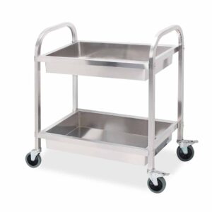 SOGA 2 Tier 85x45x90cm Stainless Steel Kitchen Trolley Bowl Collect Service Food Cart Medium FoodCart1202 AU DEPOT - AU DEPOT