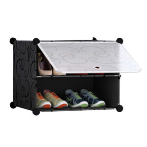 SOGA 2 Tier Shoe Rack Organizer Sneaker Footwear Storage Stackable Stand Cabinet Portable Wardrobe with Cover ShoeBox102 AU DEPOT - AU DEPOT